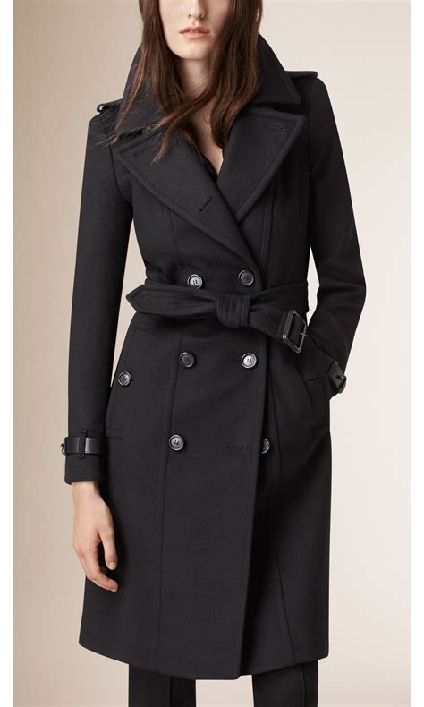 burberry leather trim wool cashmere trench coat|burberry wool cashmere coat women's.